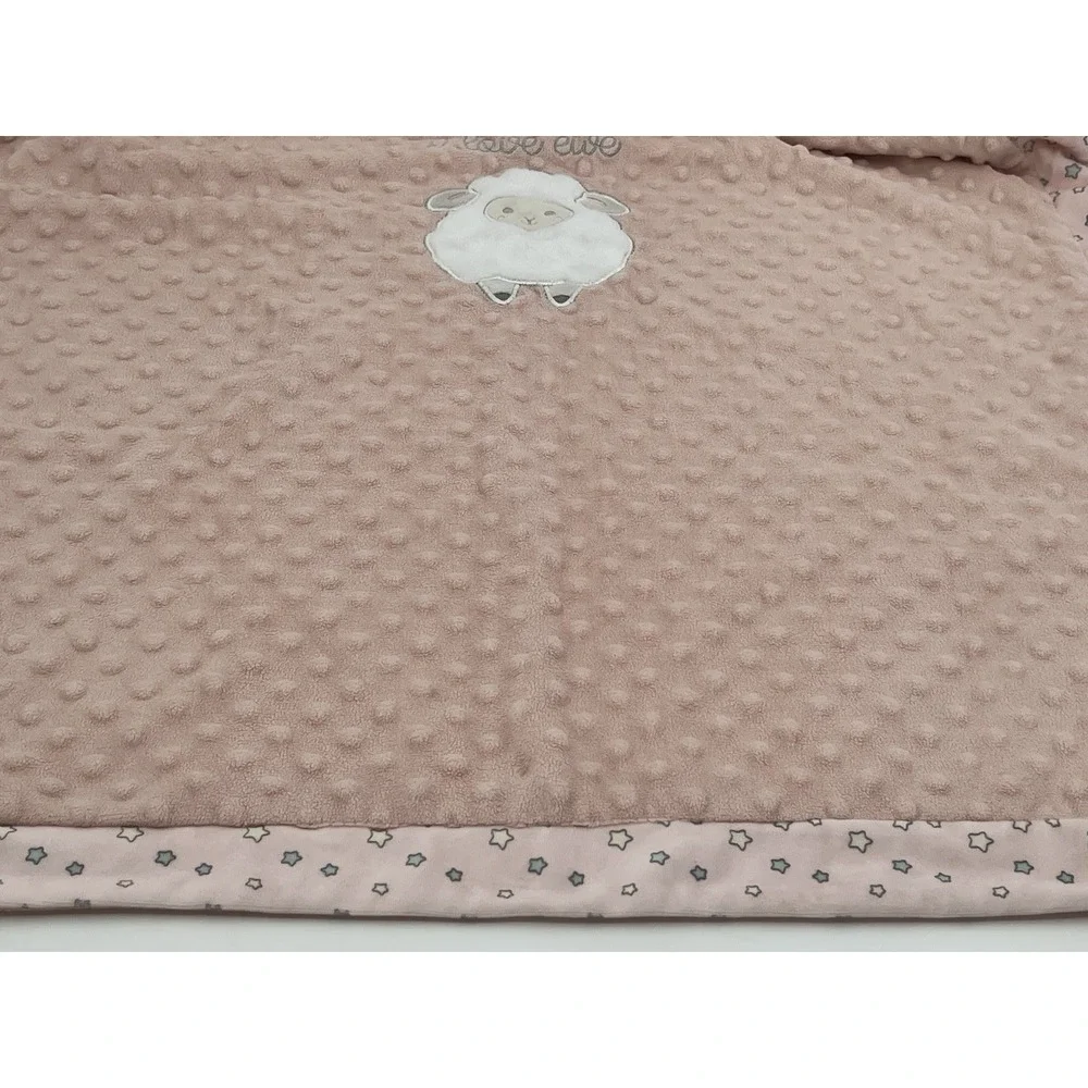 Lil' Llama Baby Blanket Pink Bobbles Hem Stars Teal Yellow I Love Ewe 28